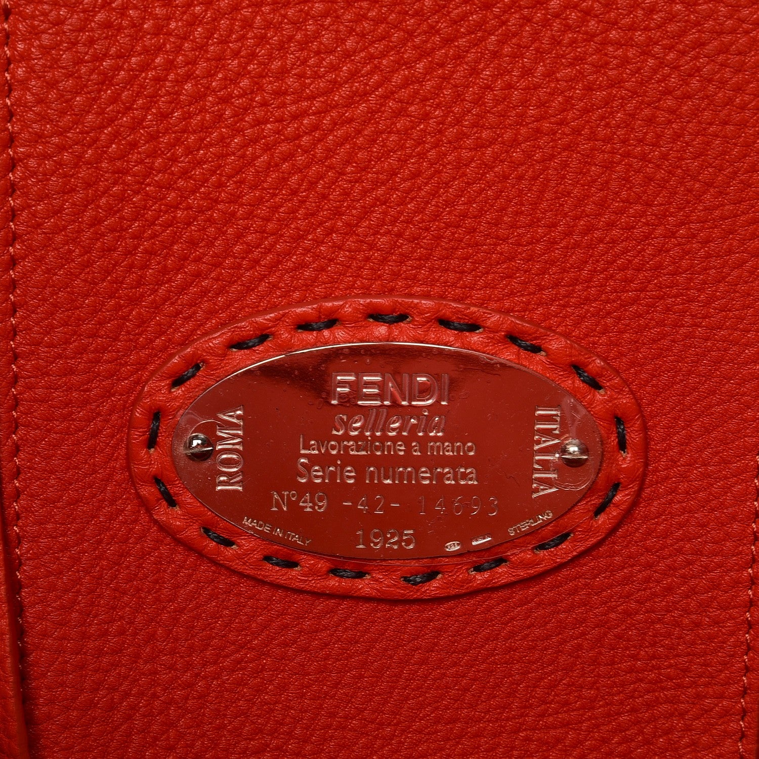 Fendi Cuoio Romano Selleria Bi-Color Large Carla Shopping Tote Asfalto Papavero 6 of 14