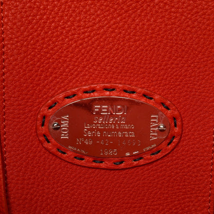 Fendi Cuoio Romano Selleria Bi-Color Large Carla Shopping Tote Asfalto Papavero 6 of 14