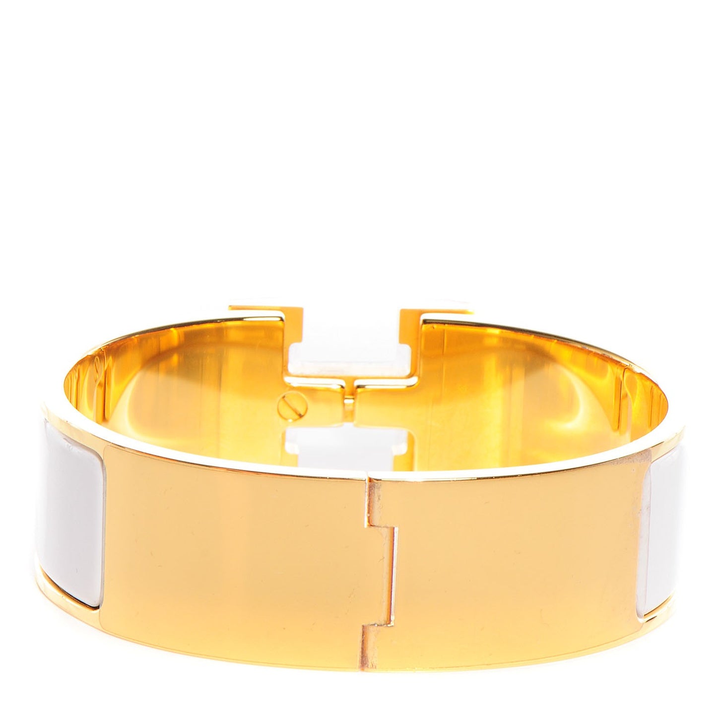 Enamel Wide Clic Clac H Bracelet GM White