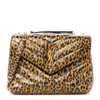 Saint Laurent Calfskin Y Quilted Monogram Small Loulou Chain Satchel Leopard 1 of 11