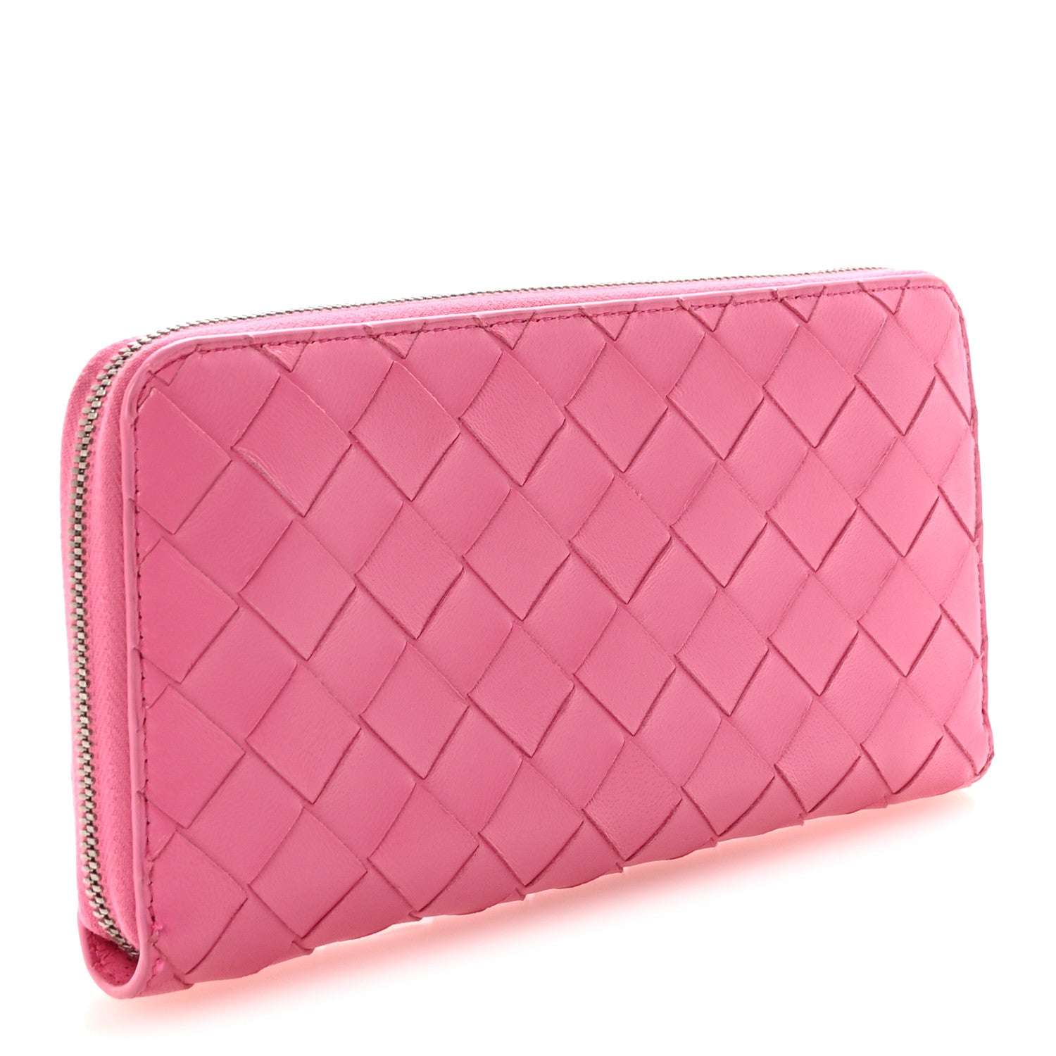 Bottega Veneta Nappa Intrecciato Zip Around Wallet Rosa Shock 3 of 7