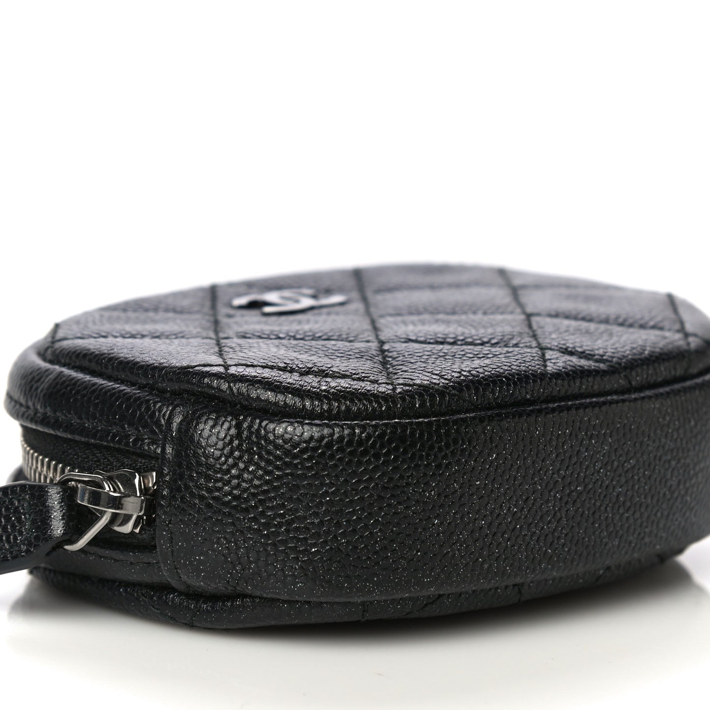 Iridescent Caviar Quilted Zip Around Classic Coin Purse Black