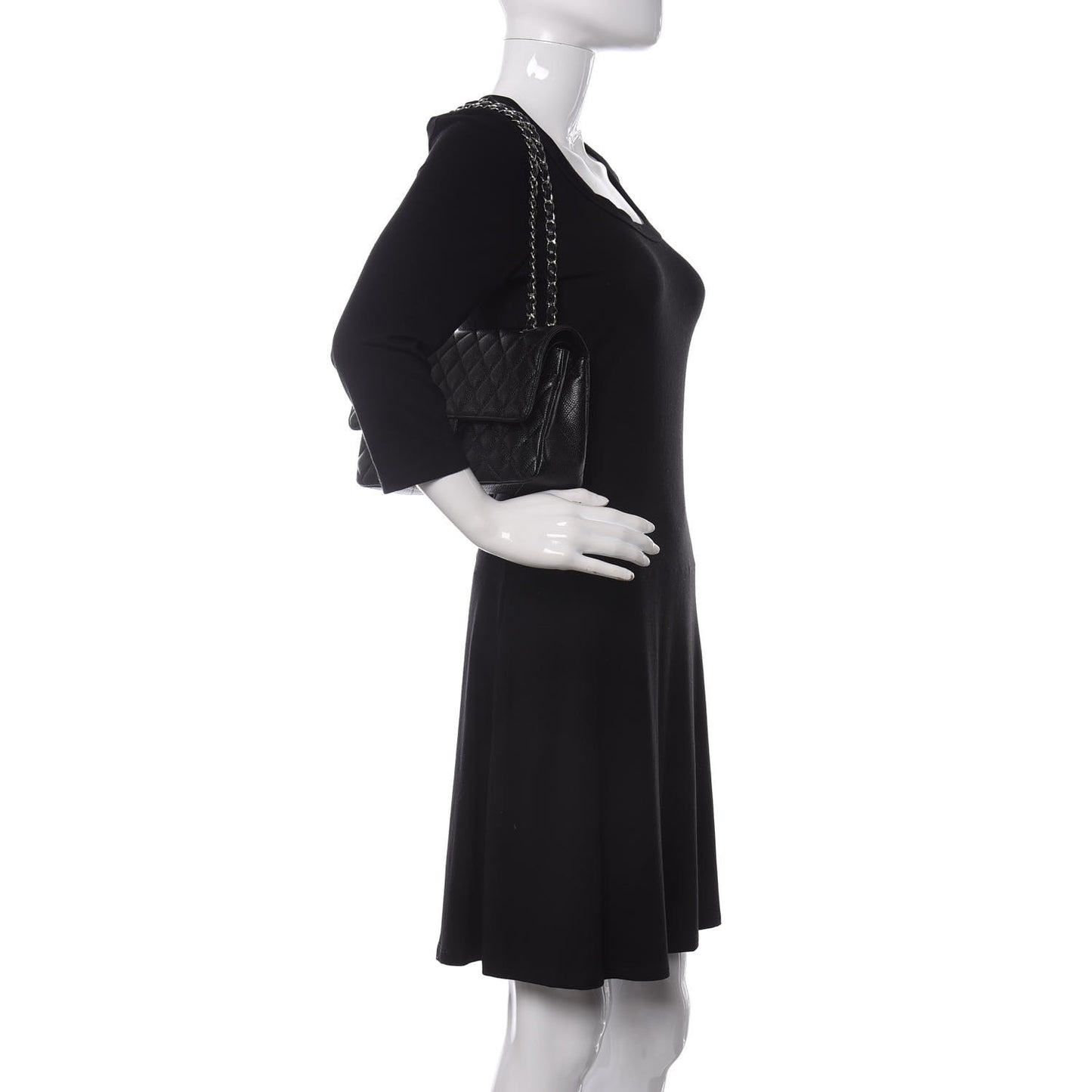 Caviar Quilted Medium Double Flap Black