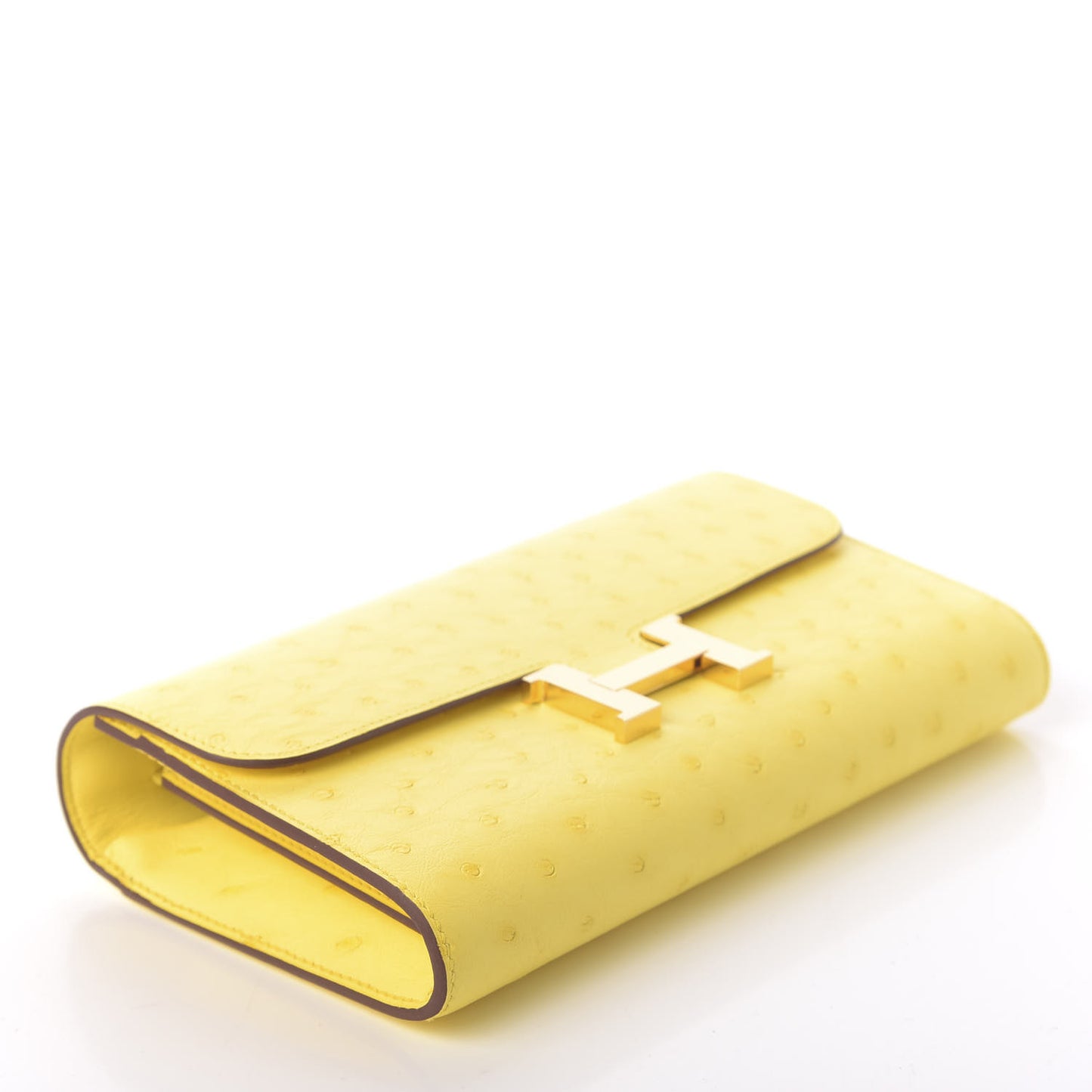 Ostrich Constance Long Wallet To Go Jaune Citron