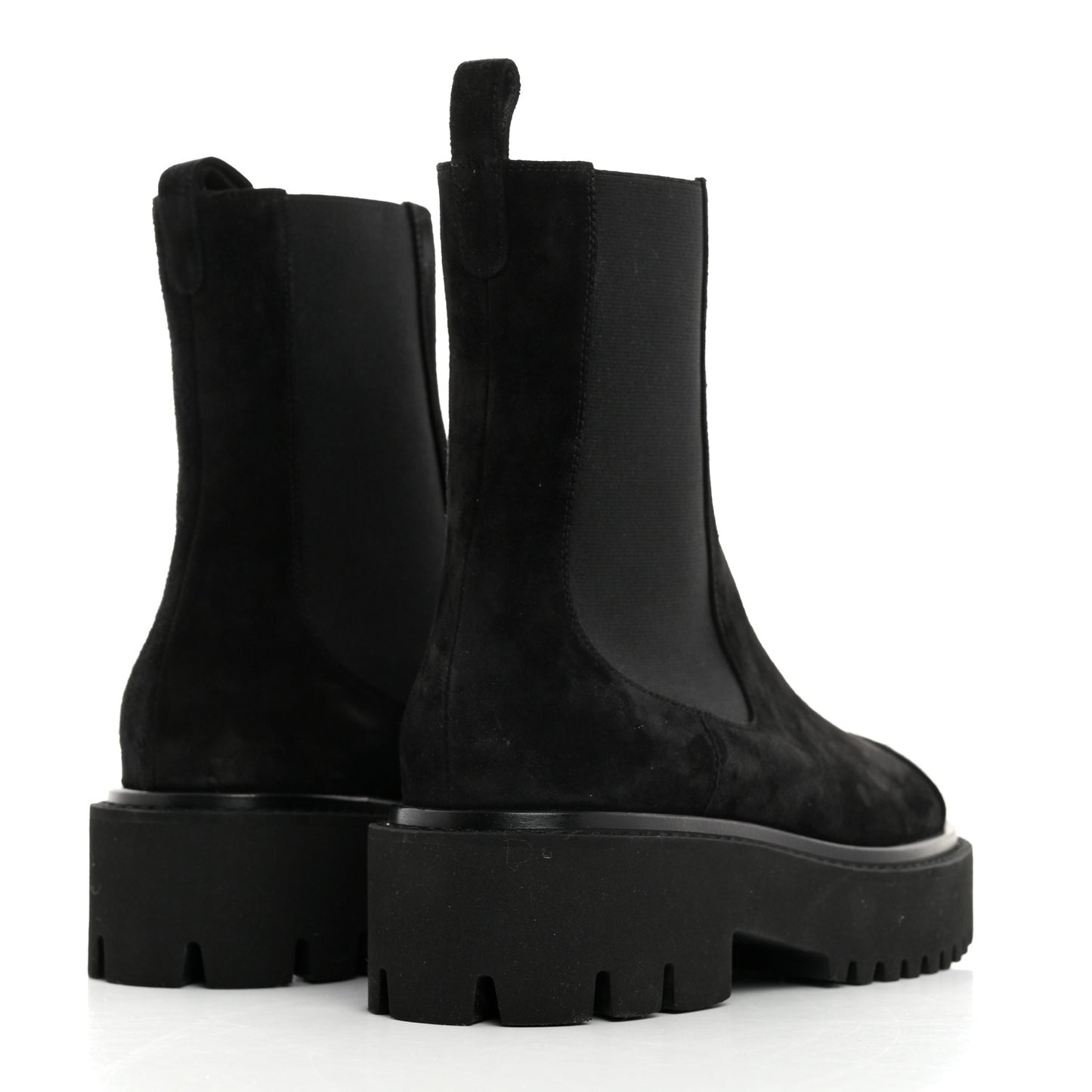 Suede Calfskin Grossgrain Cap Toe CC Ankle Boots 37 Black