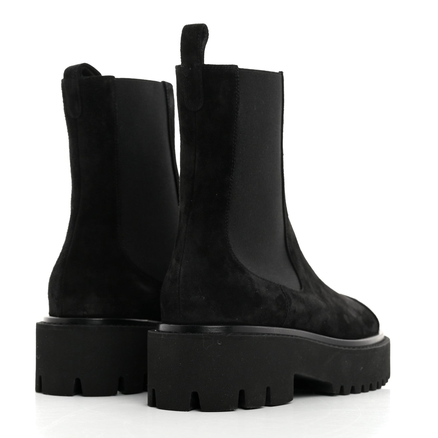 Chanel Suede Calfskin Grossgrain Cap Toe CC Ankle Boots 37 Black 4 of 8