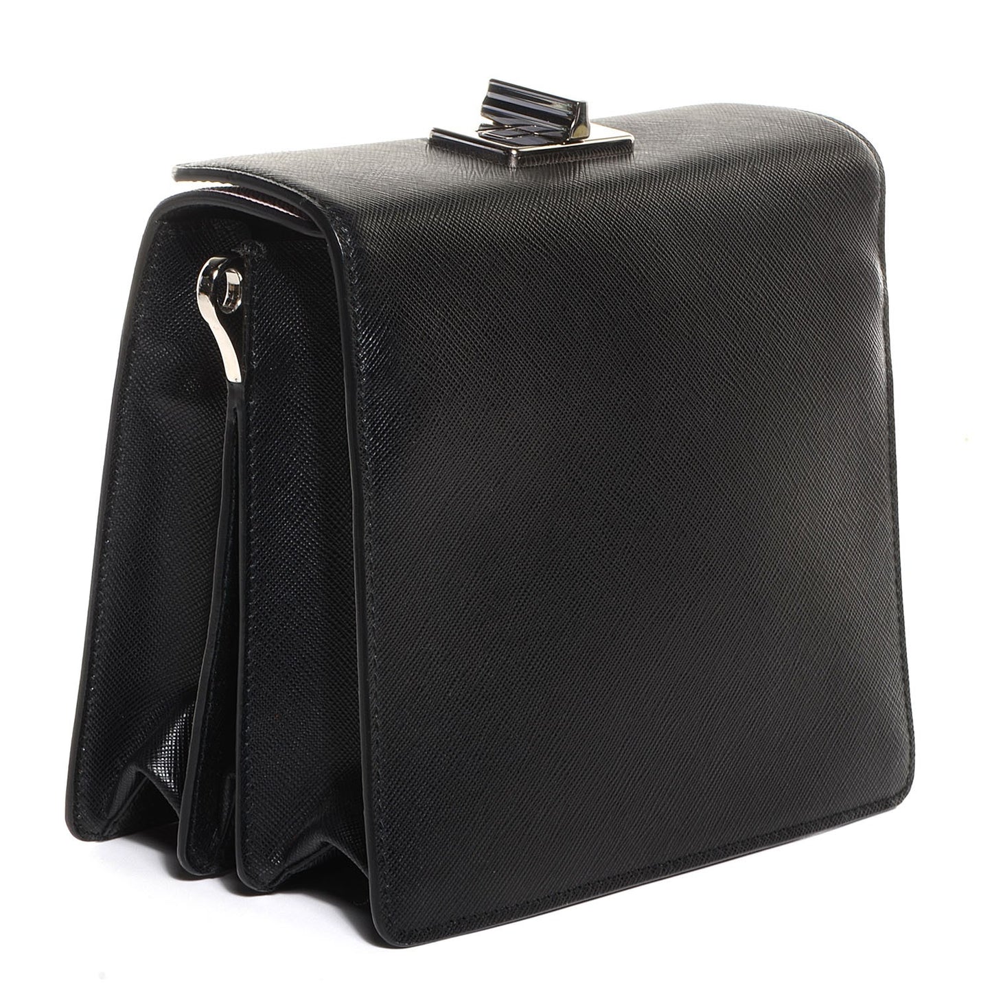 Saffiano Face Art Shoulder Bag Alabaster Nero Black