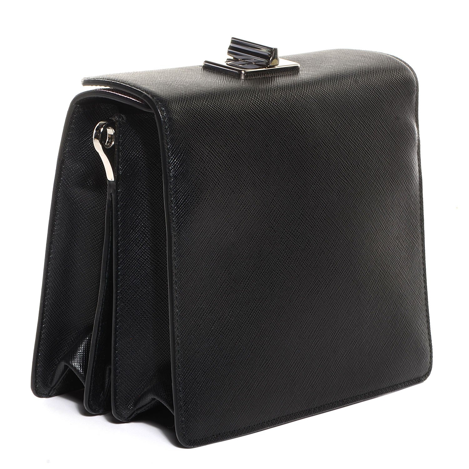 Prada Saffiano Face Art Shoulder Bag Alabaster Nero Black 3 of 9