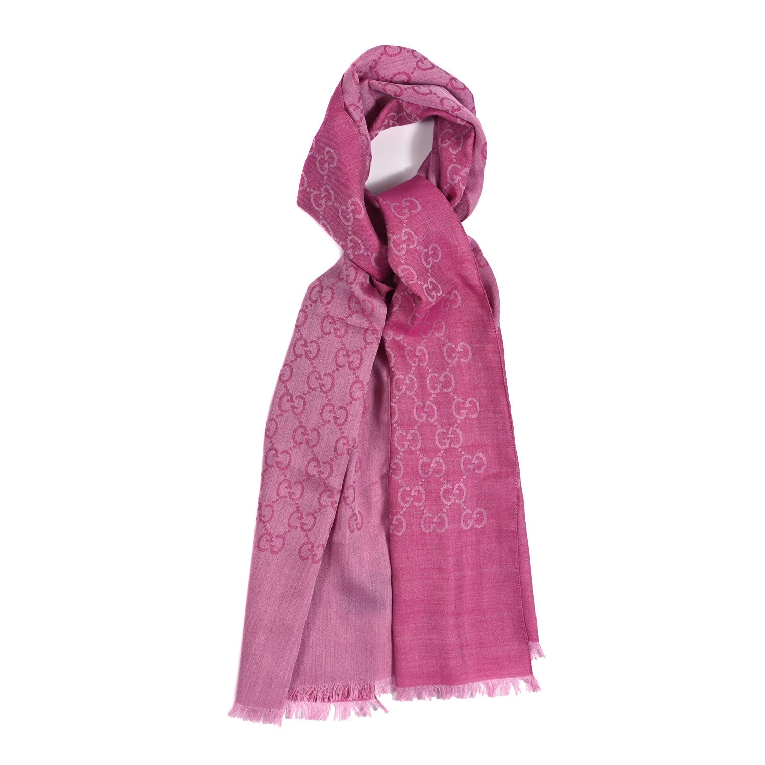 Gucci Wool Silk GG Jacquard Shawl Pink 1 of 5