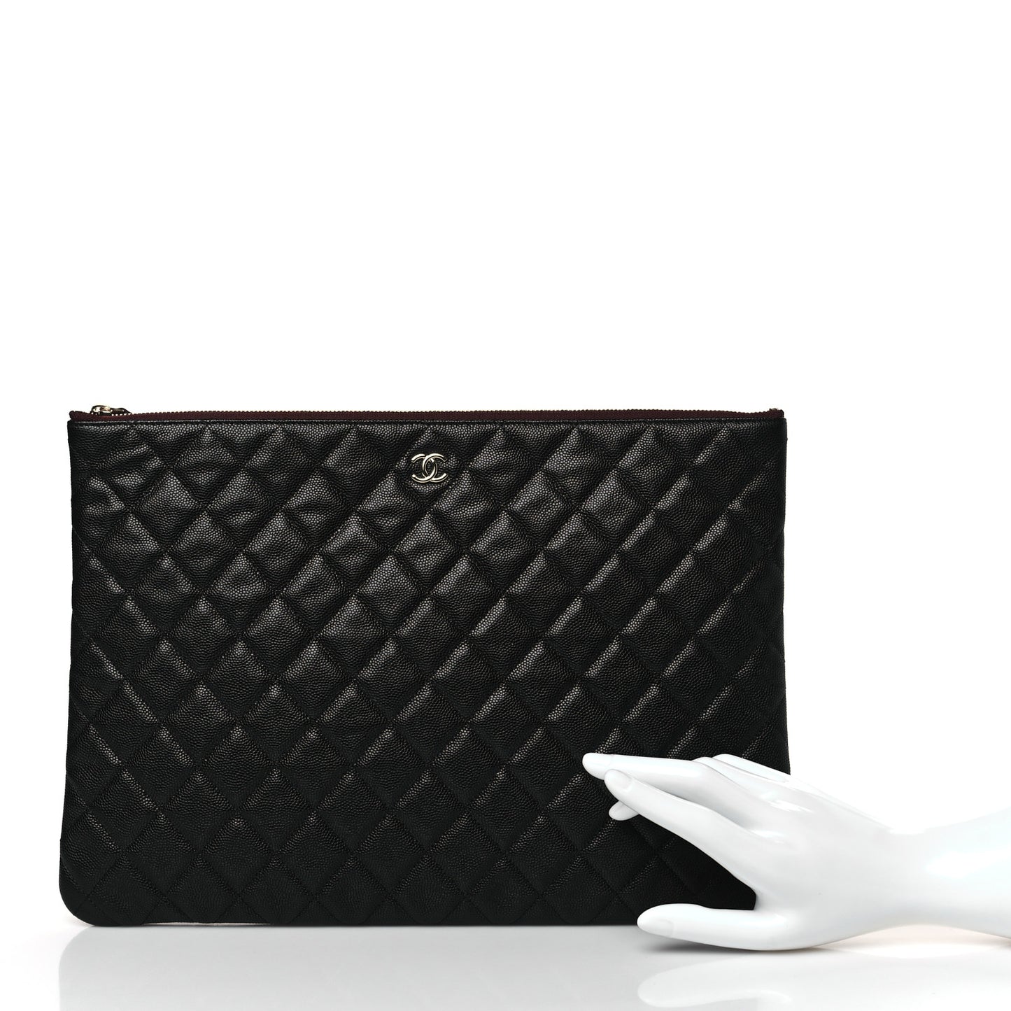 Caviar Quilted Large Cosmetic Case Black