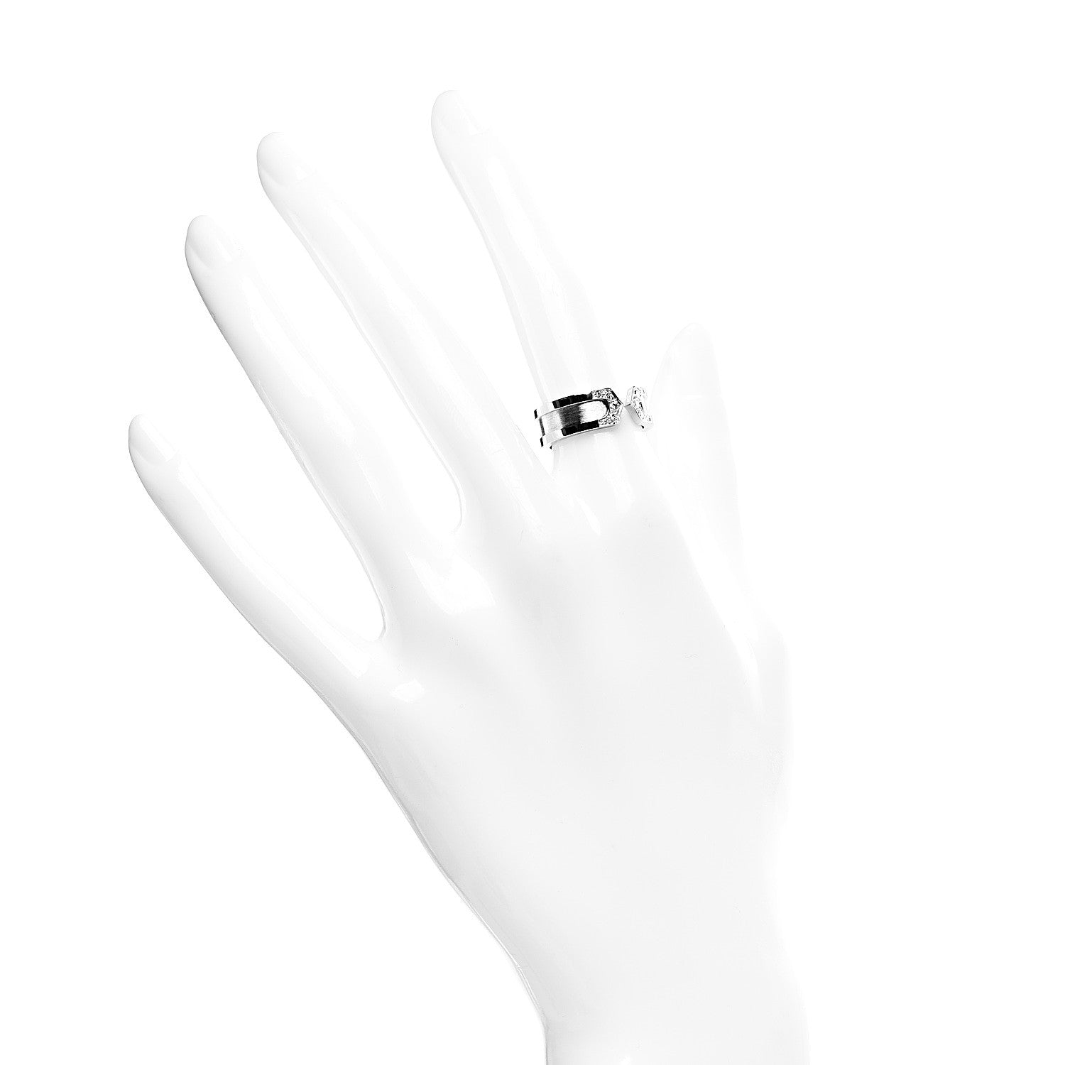 Cartier 18K White Gold Diamond 6.5mm Logo De Ring 50 5.25 2 of 5