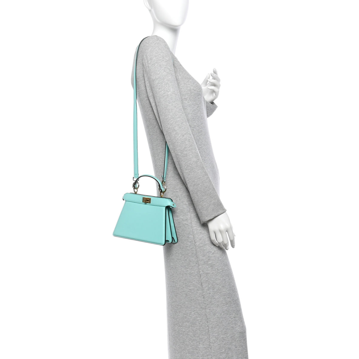 Shiny Nappa Petite Peekaboo I SEE U Satchel Spring Turquoise