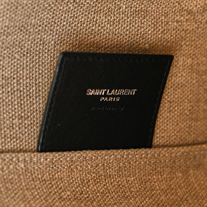 Saint Laurent Canvas Calfskin Shopping Tote White Black 8 of 12