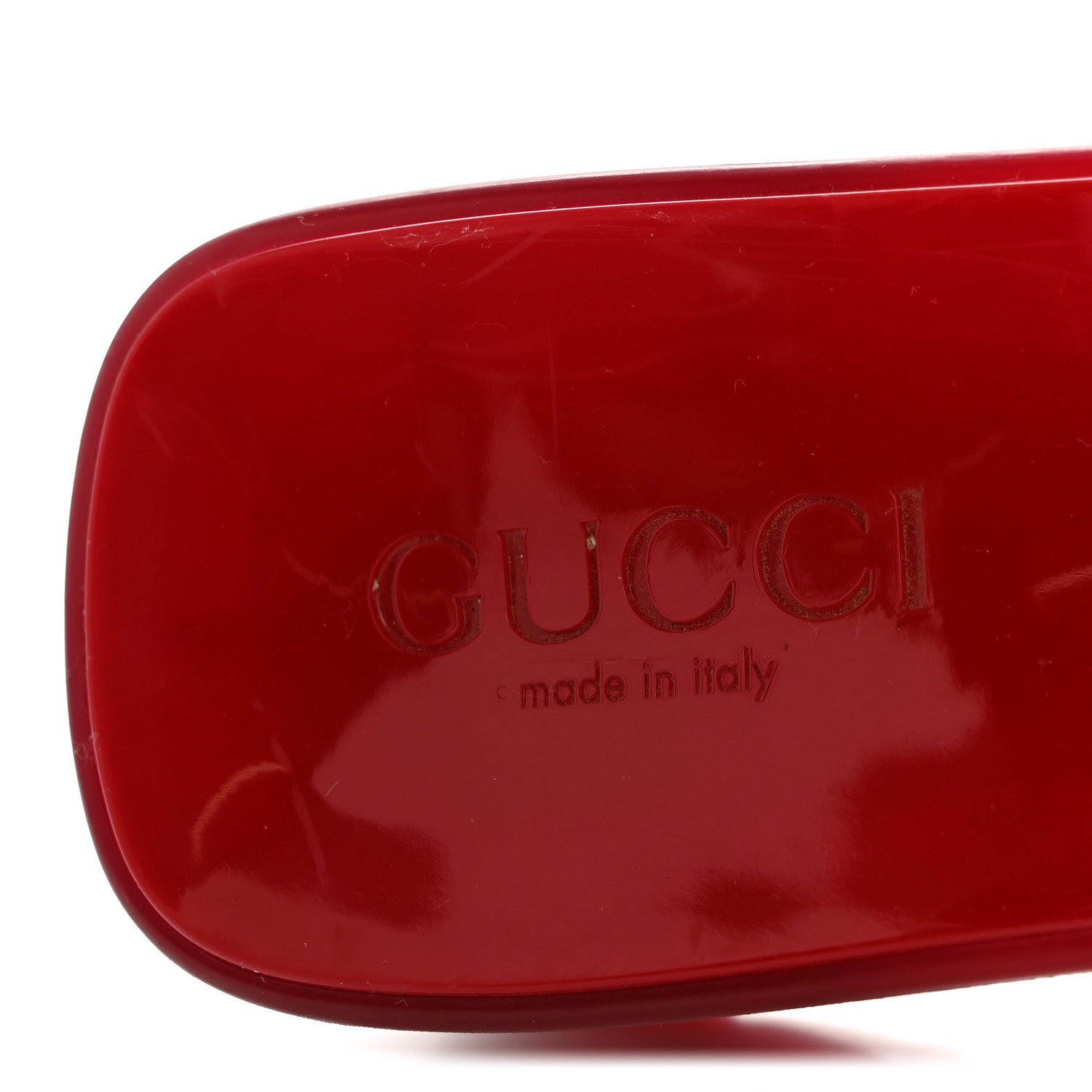 Gucci Rubber Gucci Logo Womens Platform 20/60mm Slide Sandals 38 Transparent Hibiscus Red 8 of 12