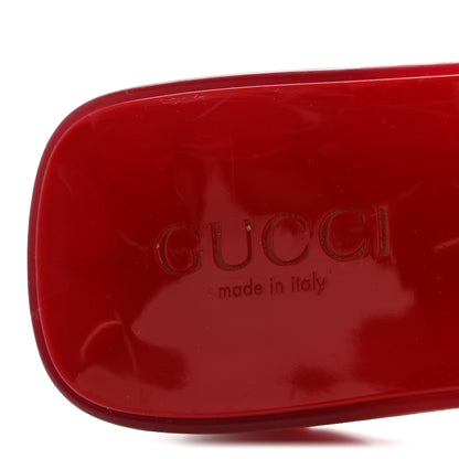 Gucci Rubber Gucci Logo Womens Platform 20/60mm Slide Sandals 38 Transparent Hibiscus Red 8 of 12