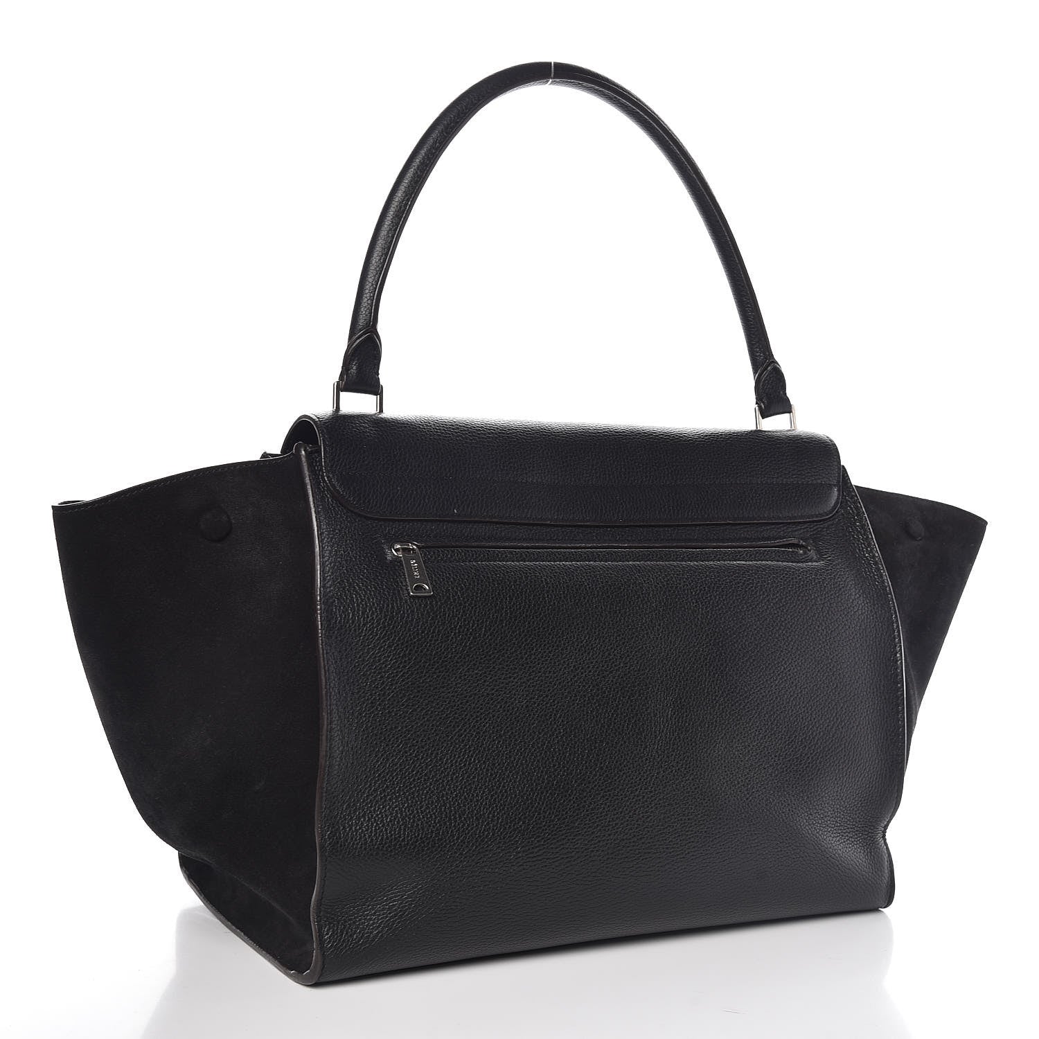 Celine Drummed Calfskin Suede Large Trapeze Black 3 of 8