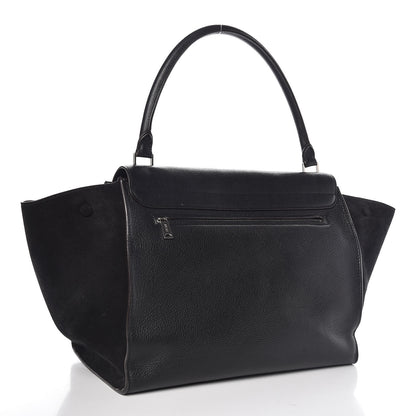 Celine Drummed Calfskin Suede Large Trapeze Black 3 of 8