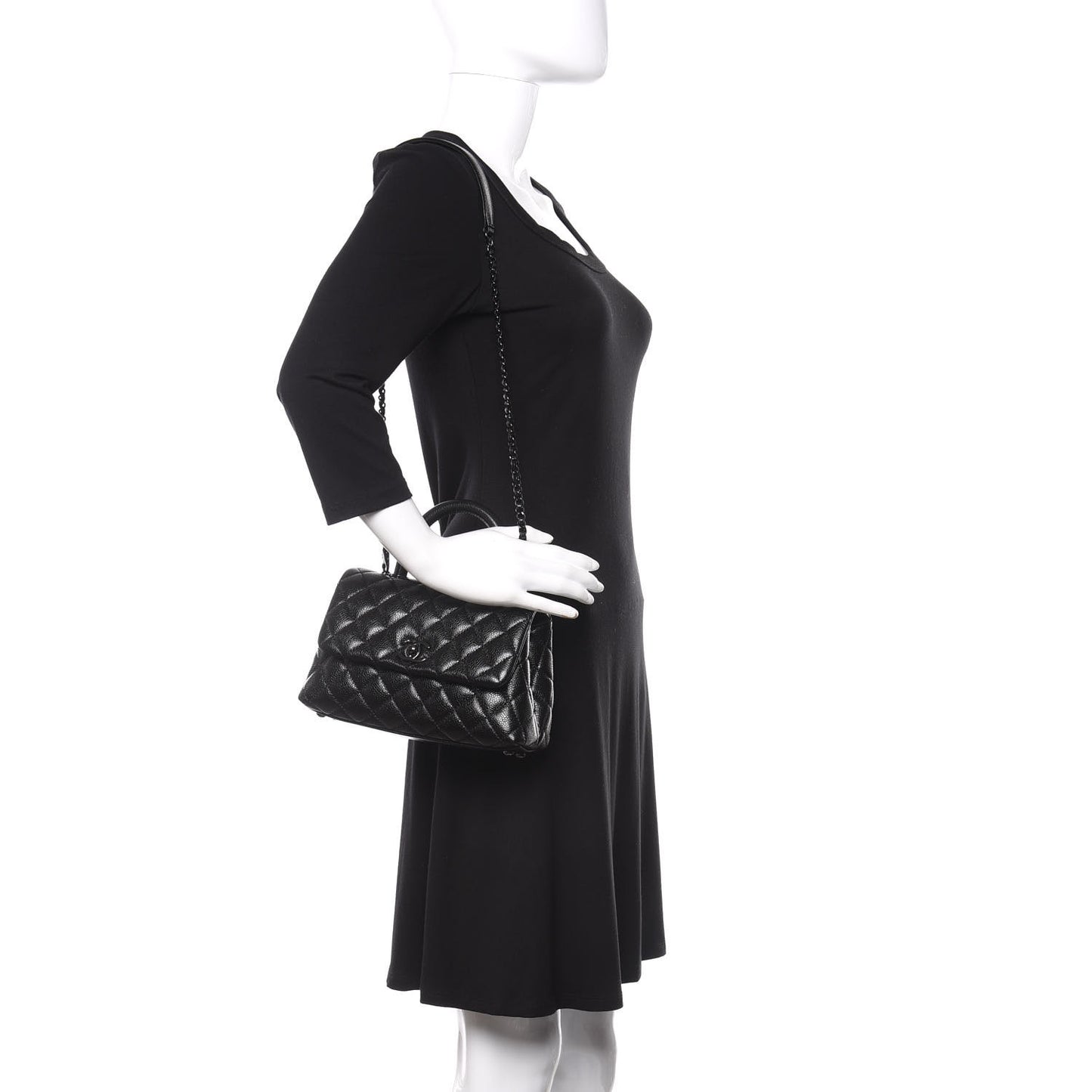 Caviar Quilted Mini Coco Handle Flap So Black