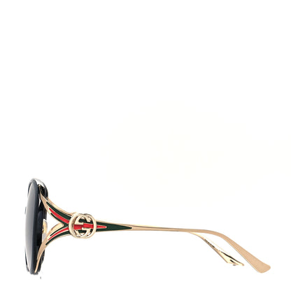 Gucci Metal Oversized Round Frame GG0225S Sunglasses Gold 3 of 8