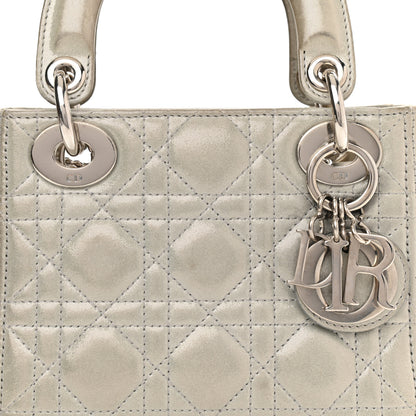 Christian Dior Metallic Lambskin Cannage Mini Lady Dior Grey 7 of 16