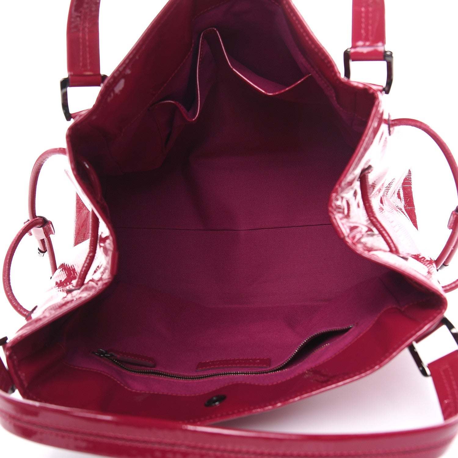 Burberry Patent Check Embossed Bilmore Tote Raspberry Sorbet 5 of 9