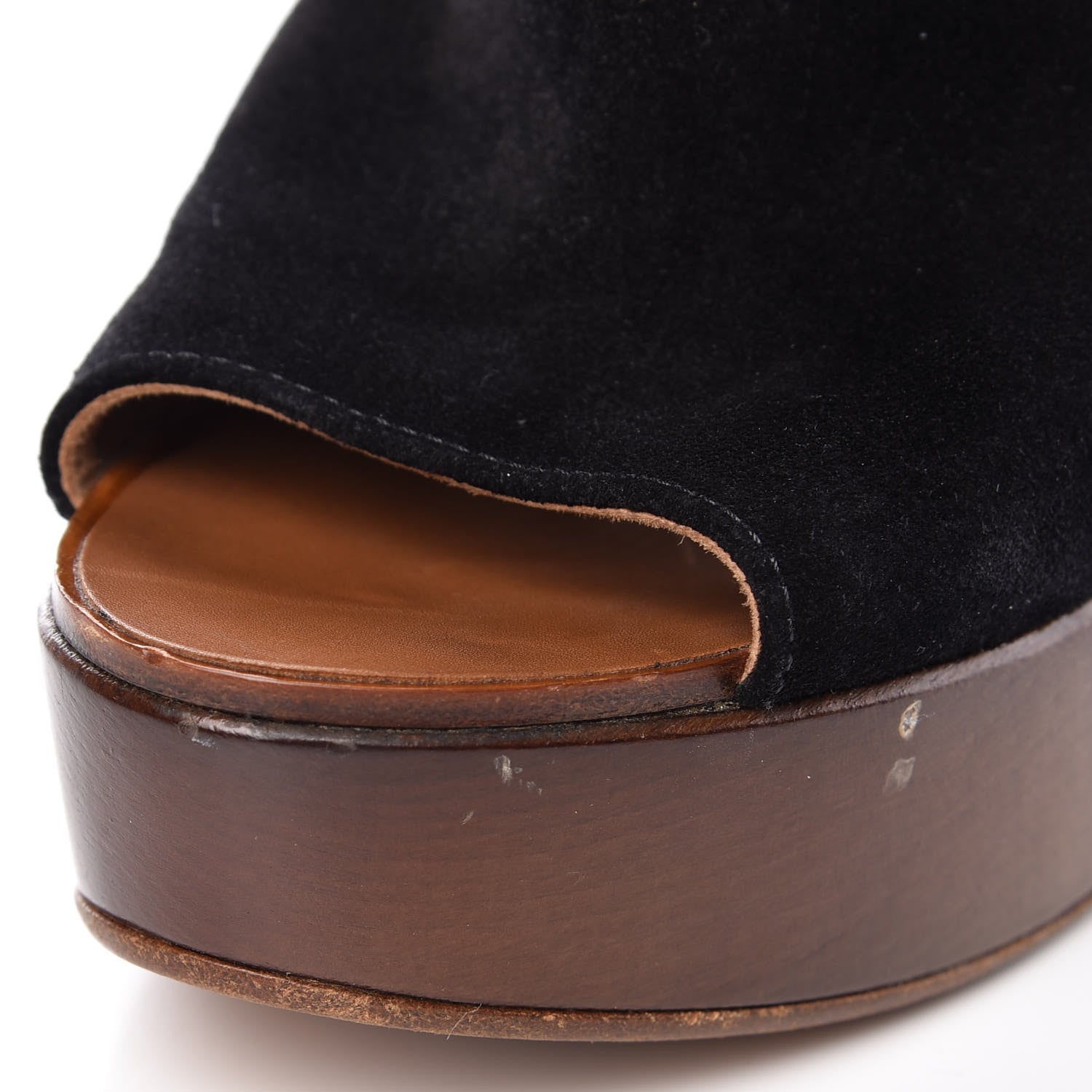 Chanel Suede CC Wood Clogs 37 Brown Black 14 of 16