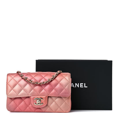 Chanel Metallic Lambskin Quilted Ombre Mini Rectangular Flap Pink 10 of 10