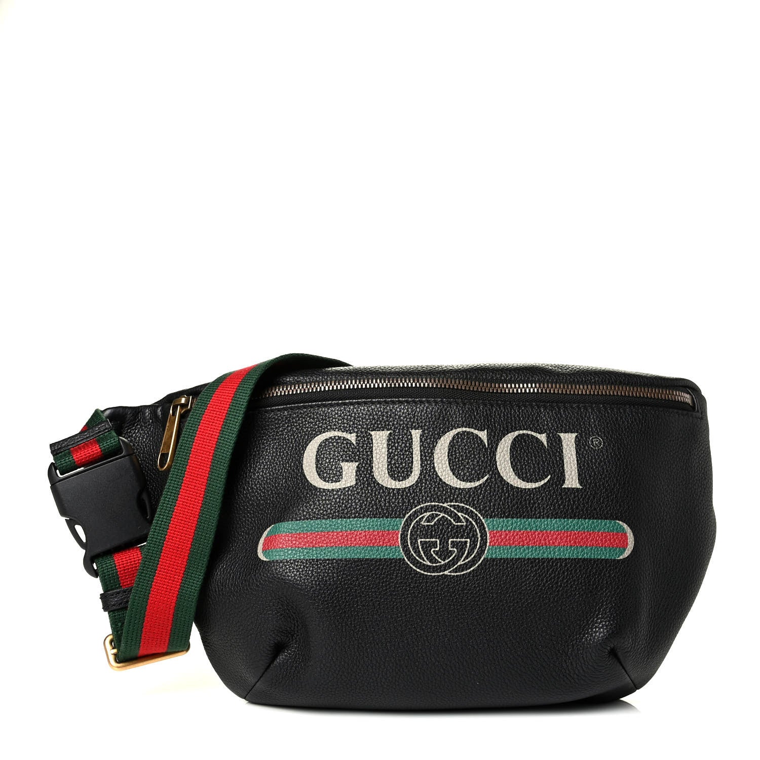 Gucci Grained Calfskin Logo Belt Bag Black 1 of 5