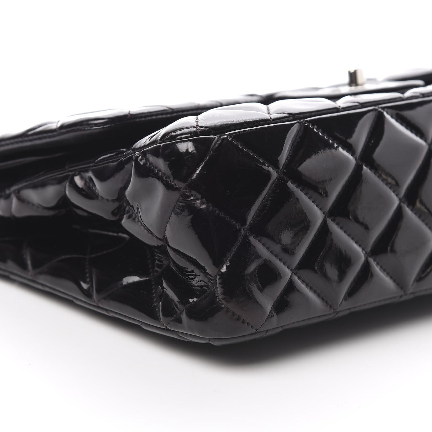 Patent Quilted Jumbo Double Flap Black