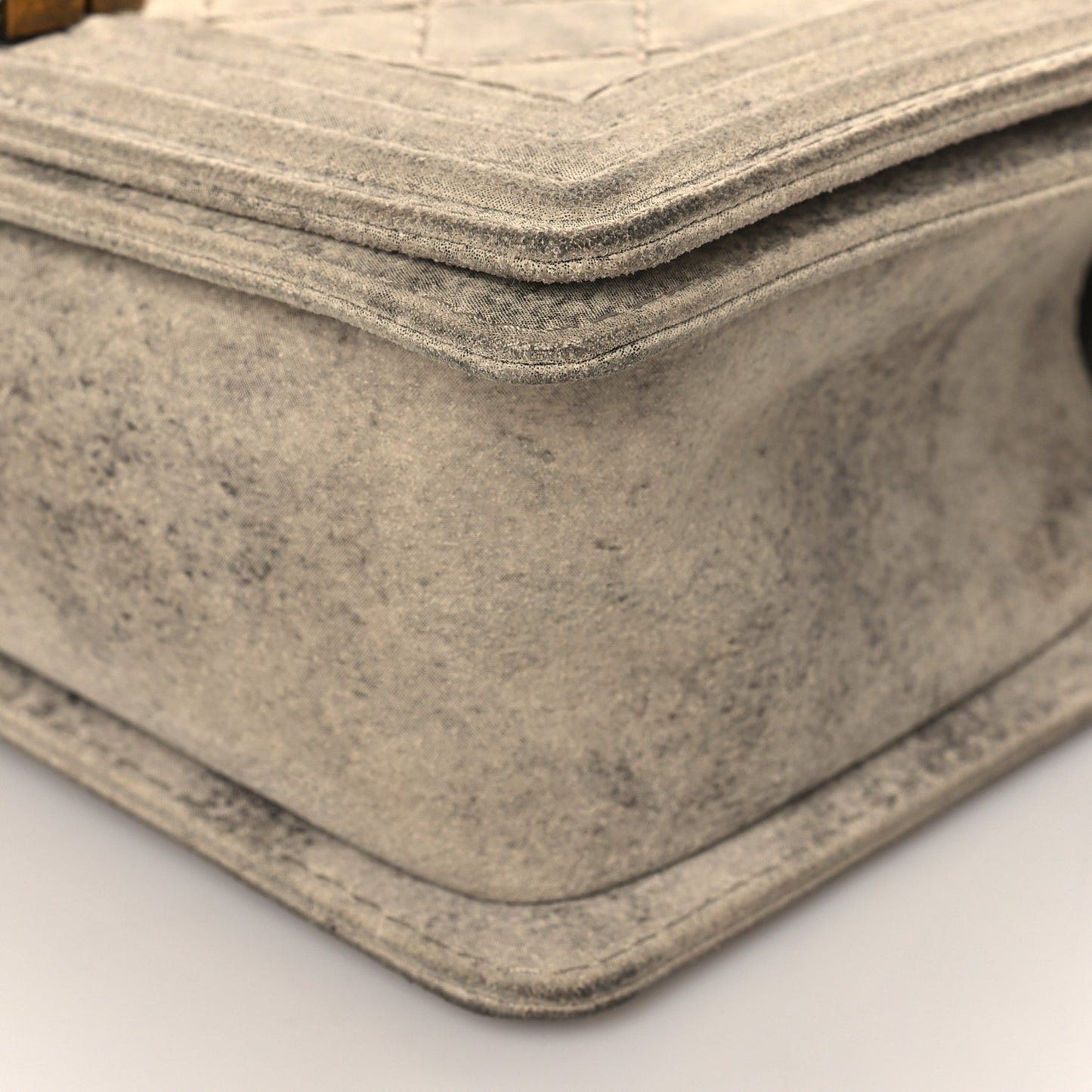 Iridescent Calfskin Quilted Medium Boy Flap Beige