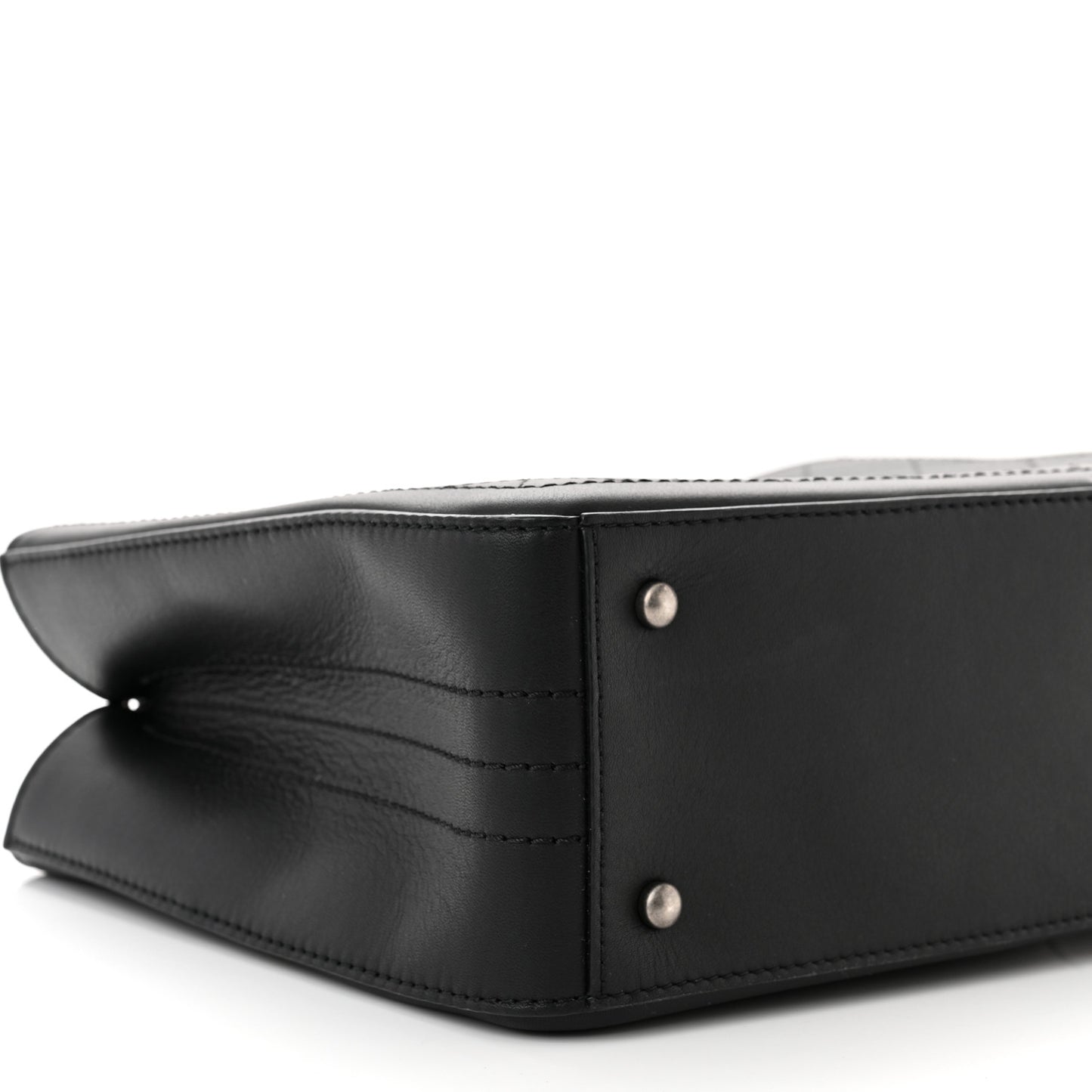 Bullskin Stitched Bi-Color Medium Shopping Tote Black