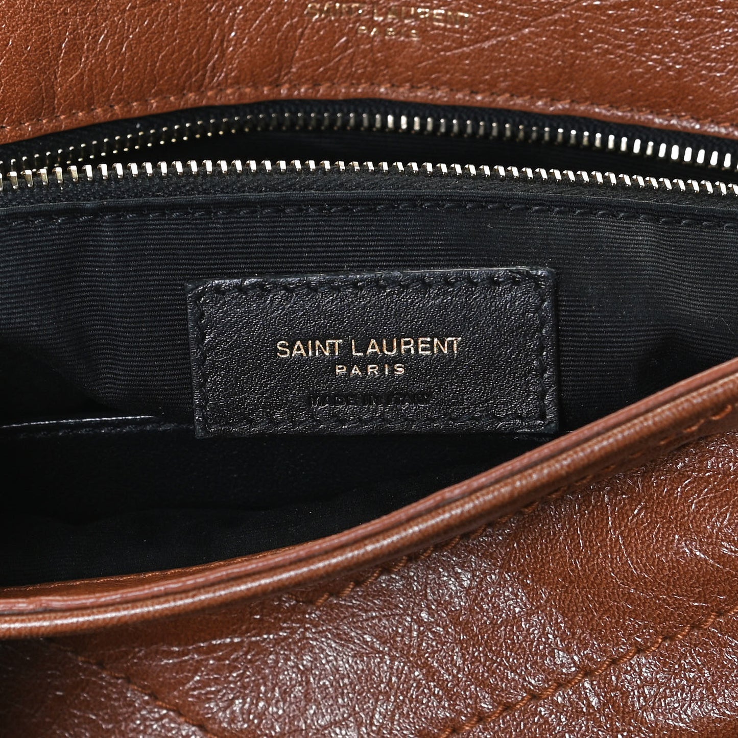Crinkled Calfskin Matelasse Monogram Medium Niki Chain Satchel Caramel