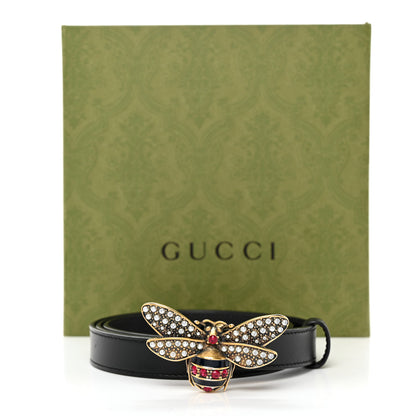 Gucci Calfskin Queen Margaret Bee Belt 85 34 Black 2 of 7