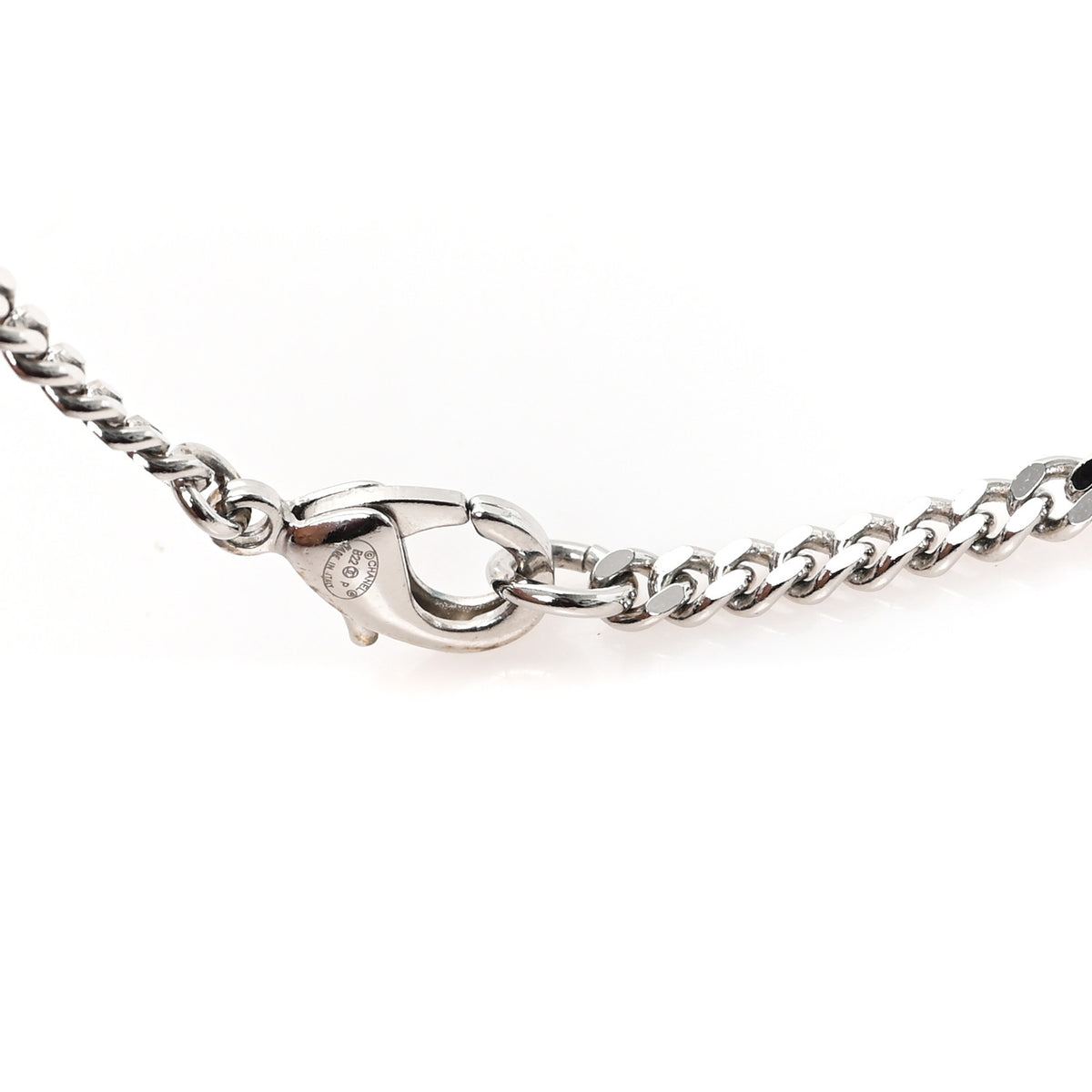 Crystal Baguette CC Mirror Pendant Necklace Silver