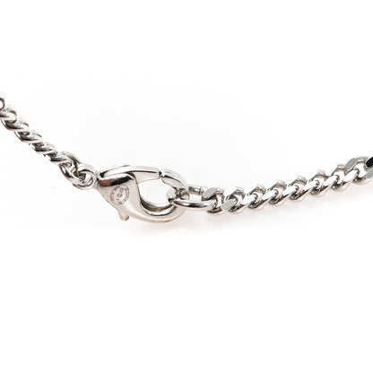 Chanel Crystal Baguette CC Mirror Pendant Necklace Silver 4 of 5