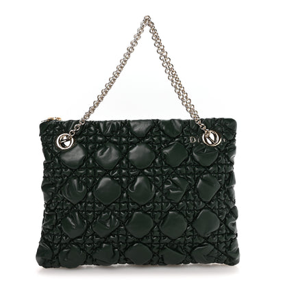 Christian Dior Calfskin Puffy Macrocannage Medium Dior Crunchy Bag  Forest Bloom 1 of 9