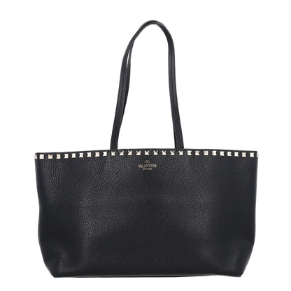 Valentino Garavani Grained Calfskin Small Rockstud Shoulder Tote Black 1 of 8