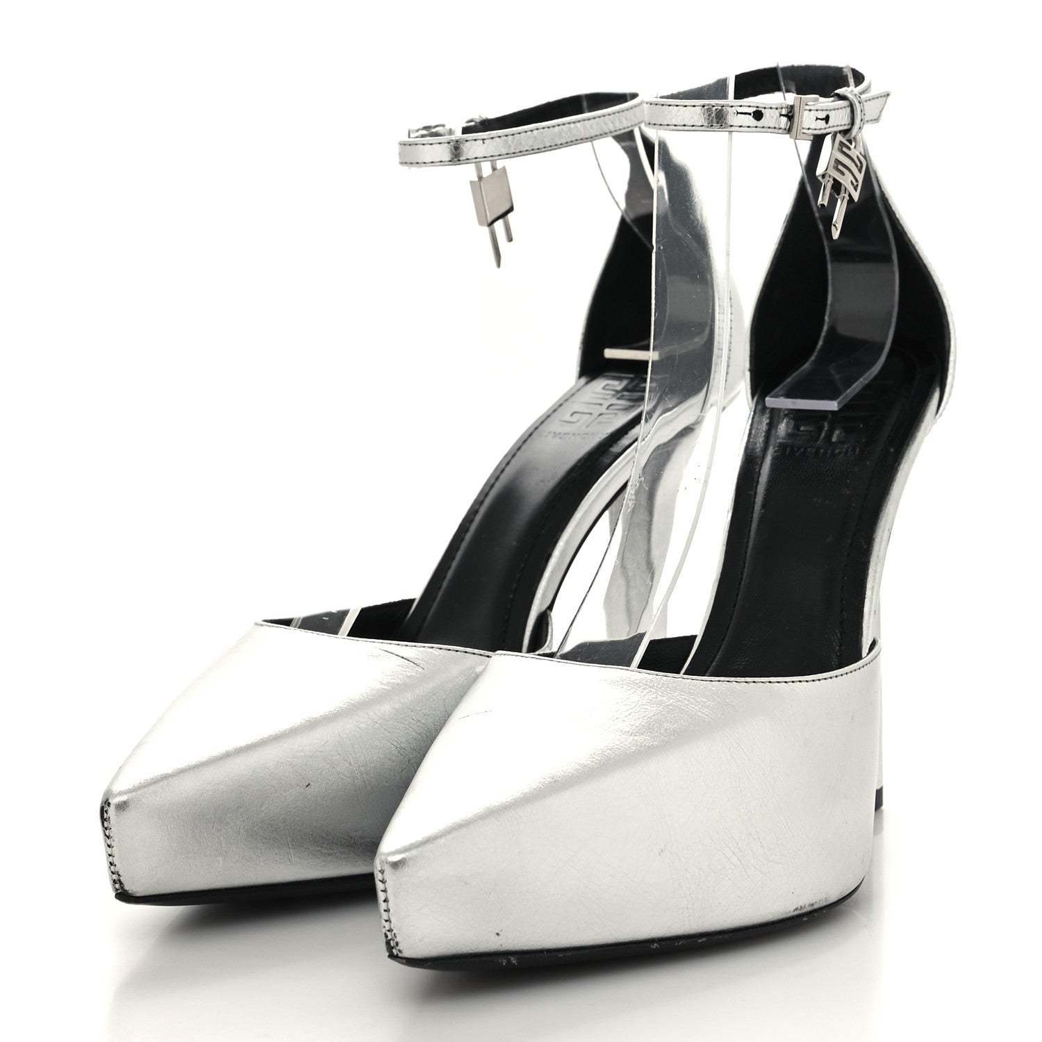 Givenchy Metallic Calfskin G Lock Sandals 36 Silver 3 of 11