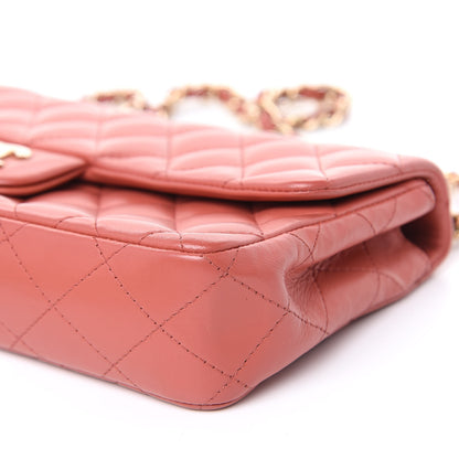 Chanel Lambskin Quilted East West Flap Coral 9 of 11