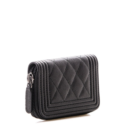 Chanel Caviar Quilted Boy Zip Around Coin Purse Wallet Black 3 of 7