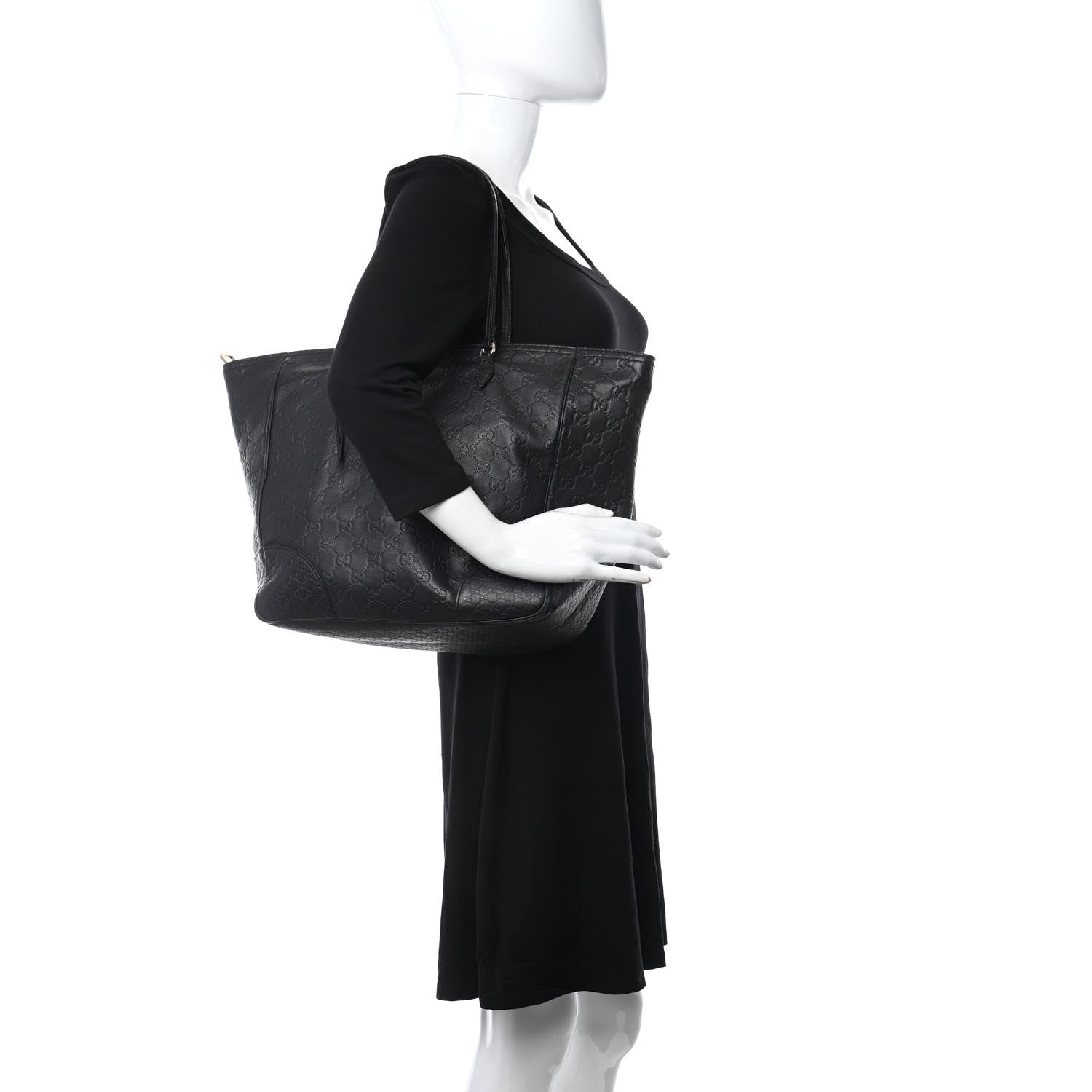 Gucci Guccissima Medium Bree Zippered Tote Black 2 of 16