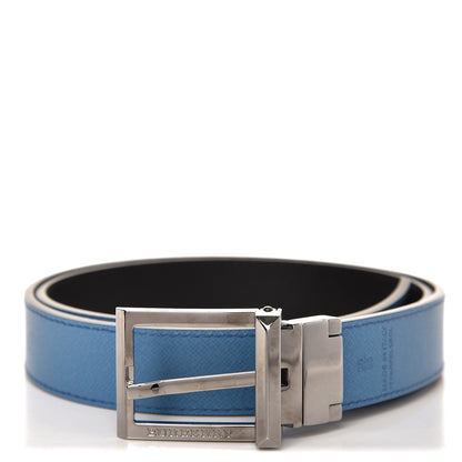 Burberry London Grainy Calfskin 30mm Webster Reversible Belt 38 95 Black Airforce Blue 1 of 8