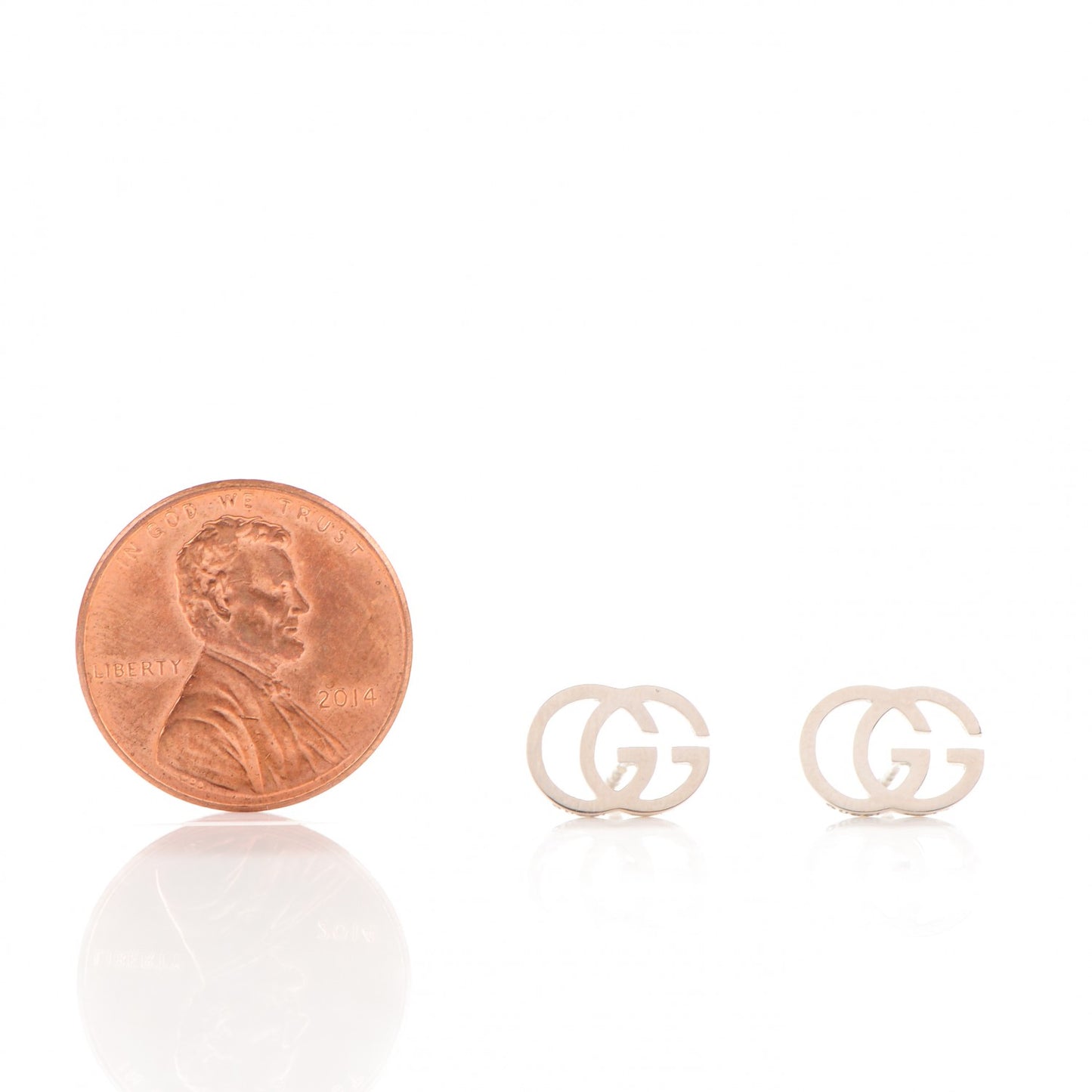 18K White Gold GG Tissue Stud Earrings