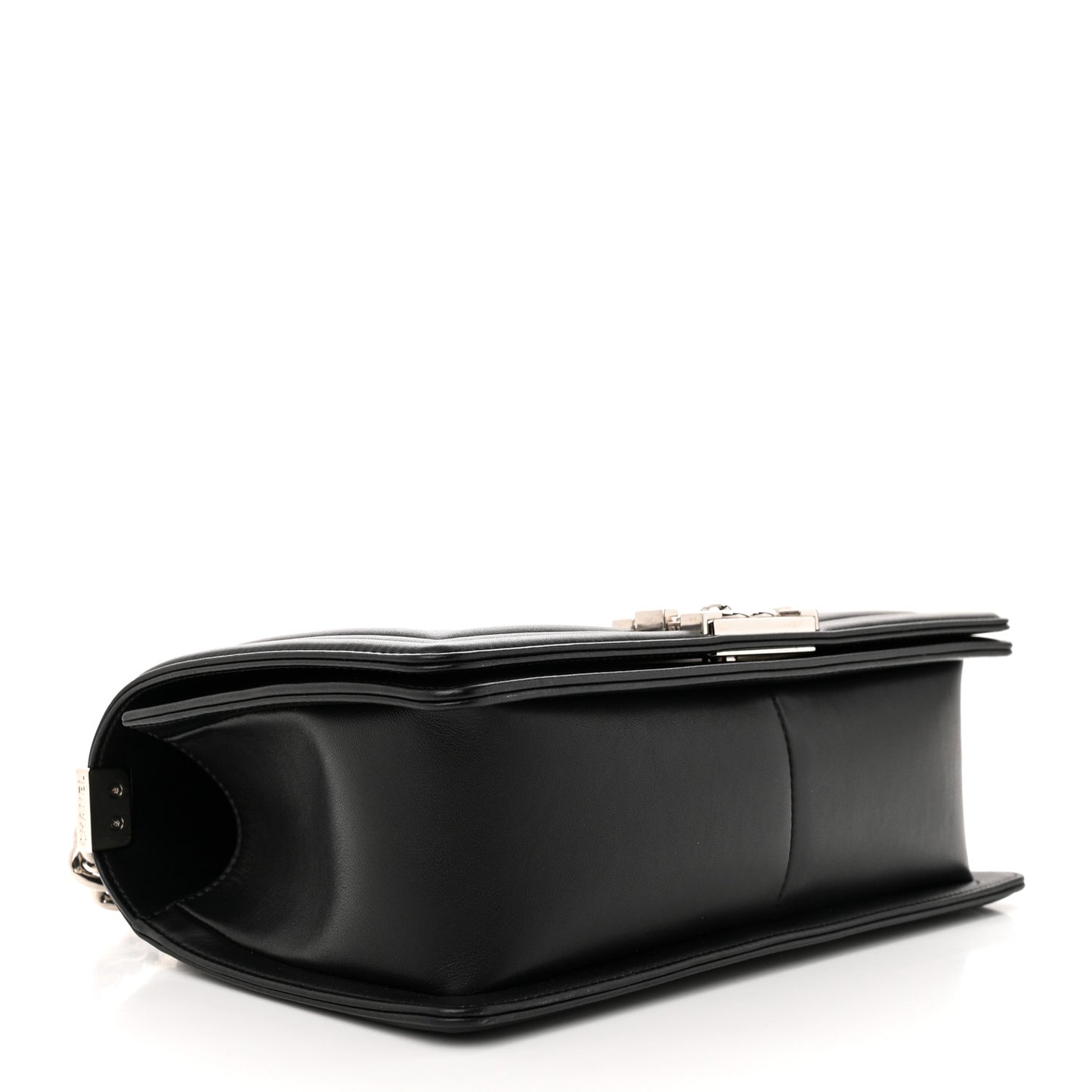Calfskin Chevron Quilted Medium Boy Flap Black