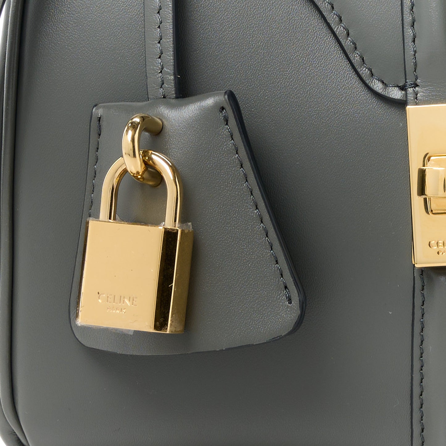 Satinated Calfskin Mini 16 Top Handle Bag Grey