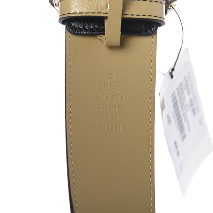 Gucci Calfskin Striped Textured Double G 50mm Belt 85 34 Black Beige 3 of 5