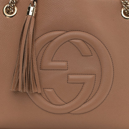 Gucci Pebbled Calfskin Medium Soho Chain Shoulder Bag Camelia 8 of 8