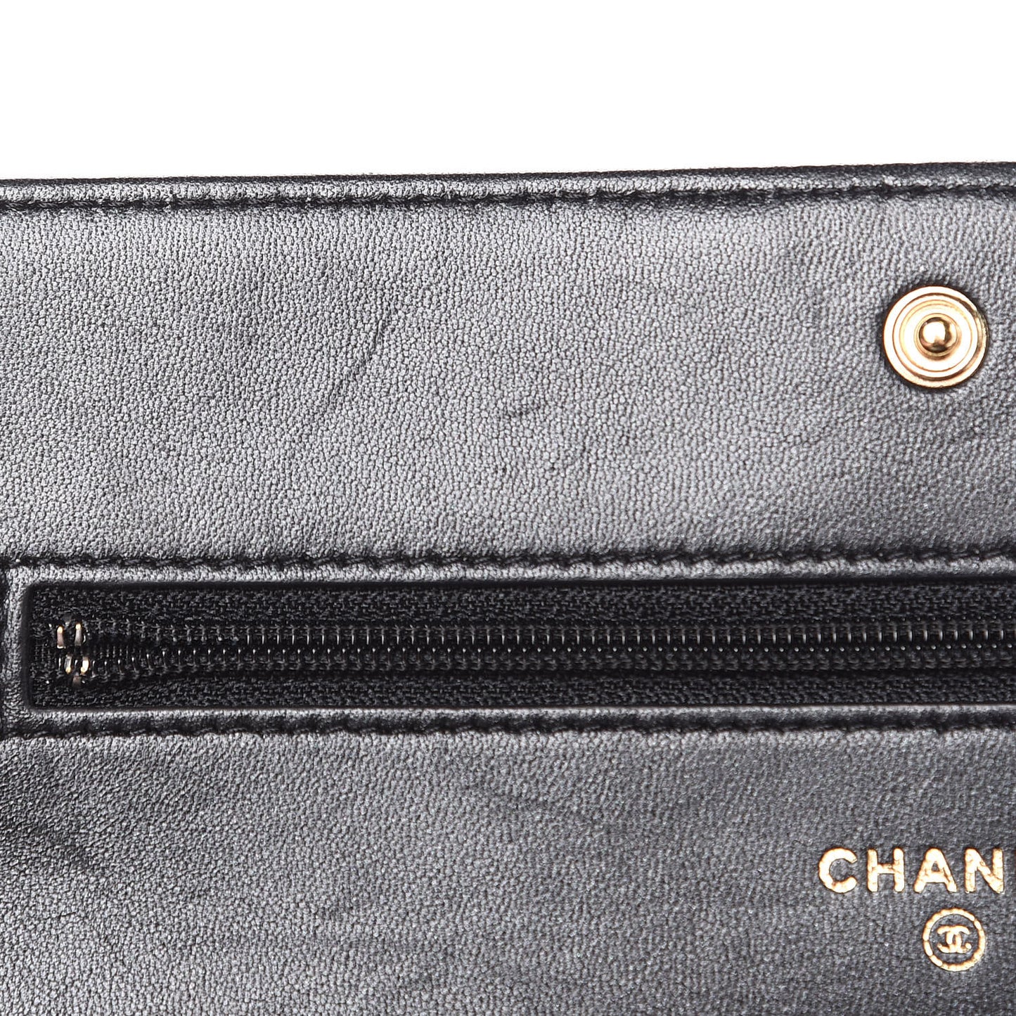 Glazed Calfskin Quilted Boy Wallet On Chain WOC Black