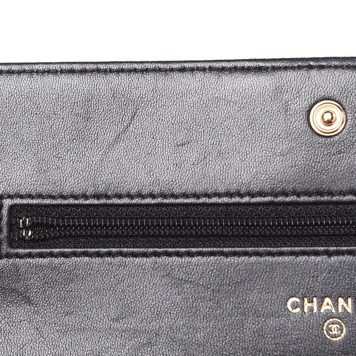 Chanel Glazed Calfskin Quilted Boy Wallet On Chain WOC Black 12 of 19