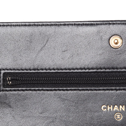 Chanel Glazed Calfskin Quilted Boy Wallet On Chain WOC Black 12 of 19